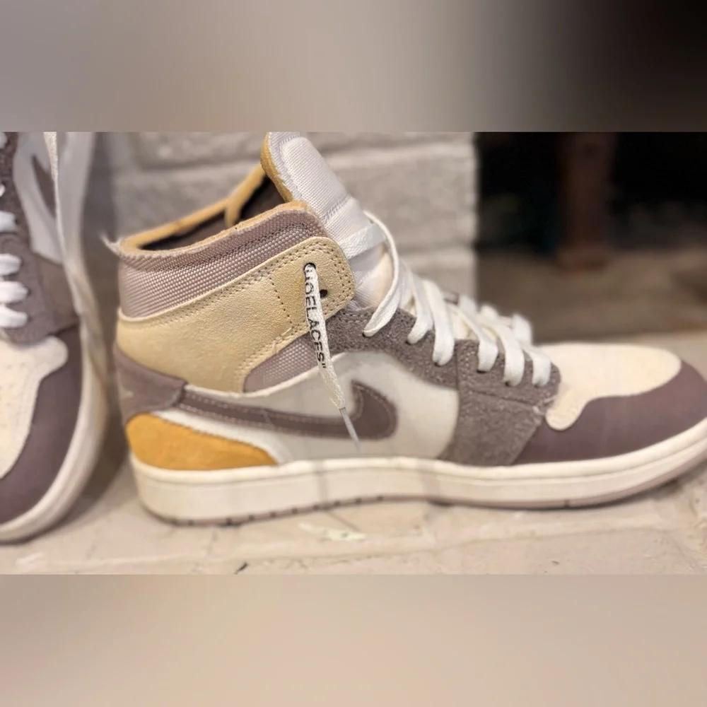 Jordan High-Top Sneakers in Cream, Brown & Yellow